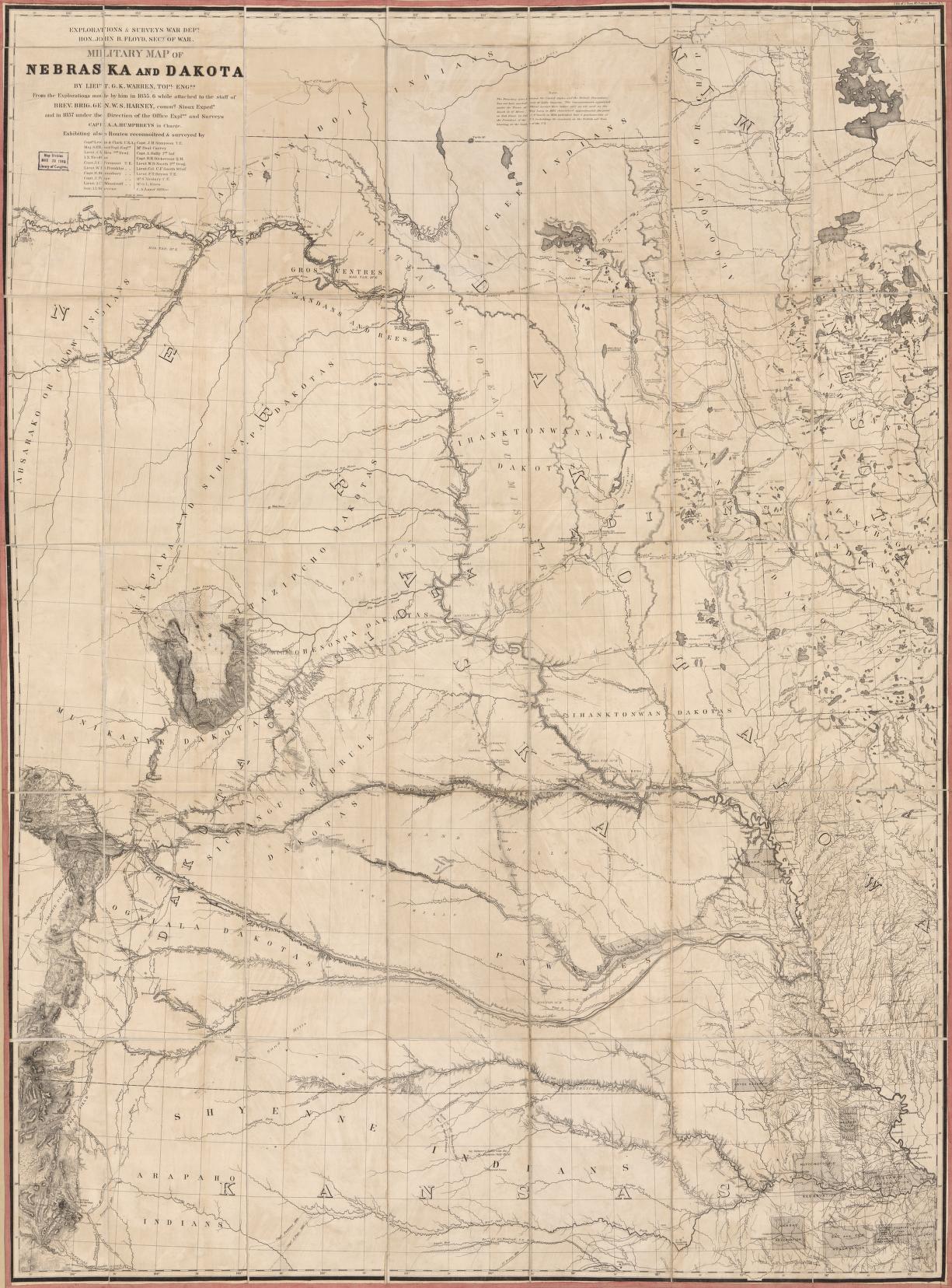 Warren Military Map of Nebraska and Dakota, 1857–58