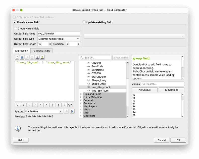 field calculator