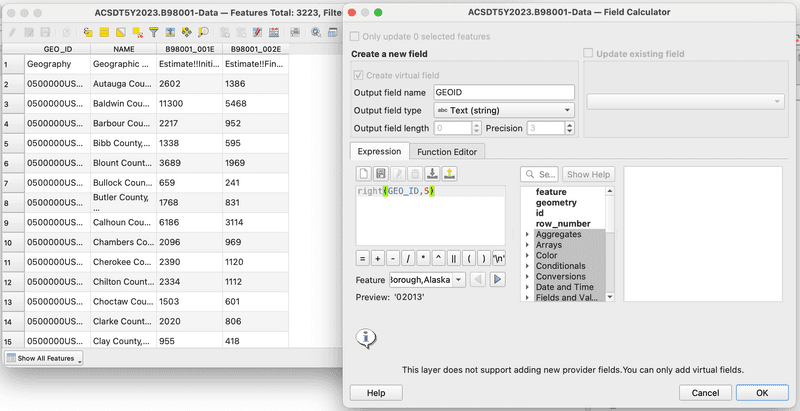 field calculator expression