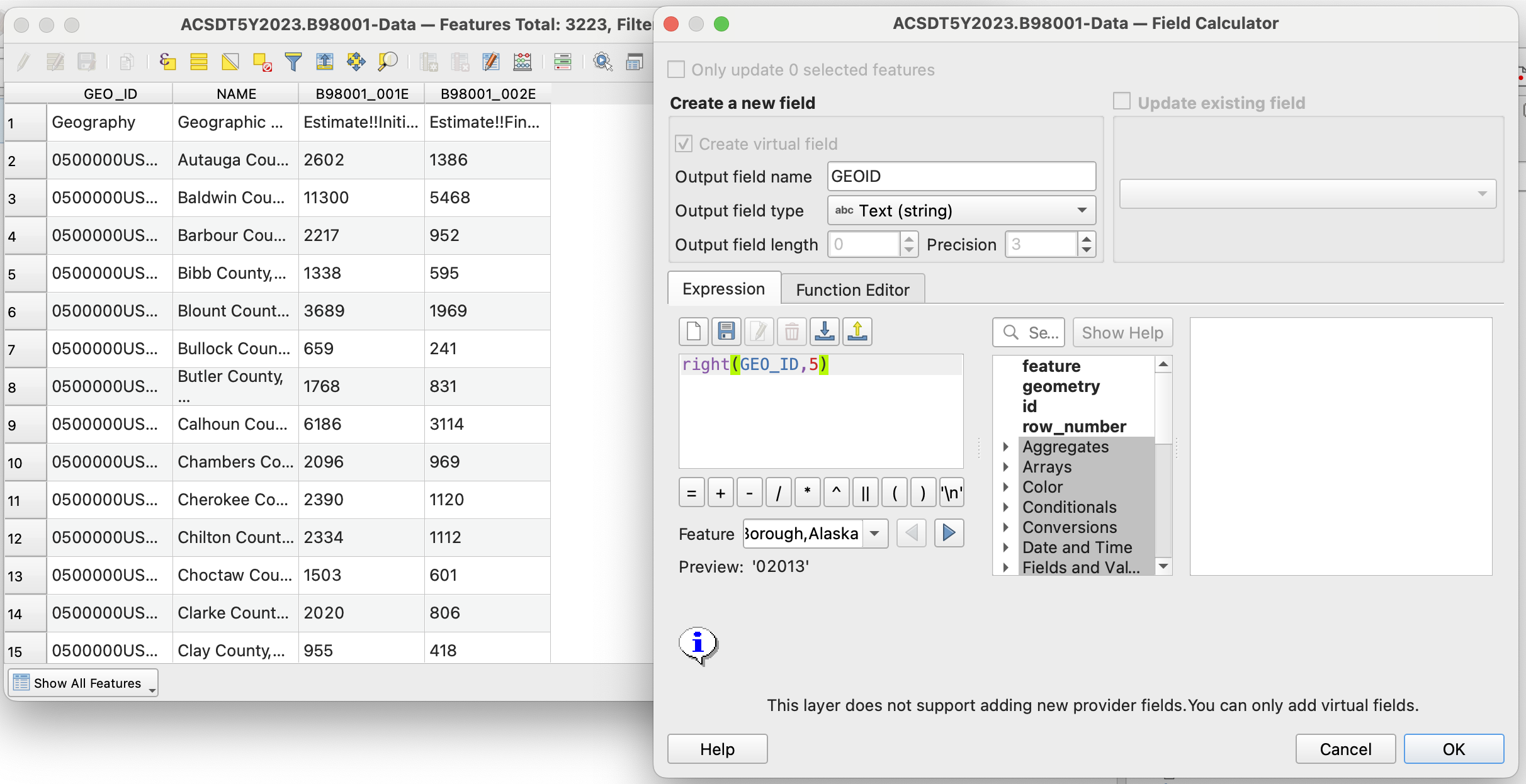 field calculator expression