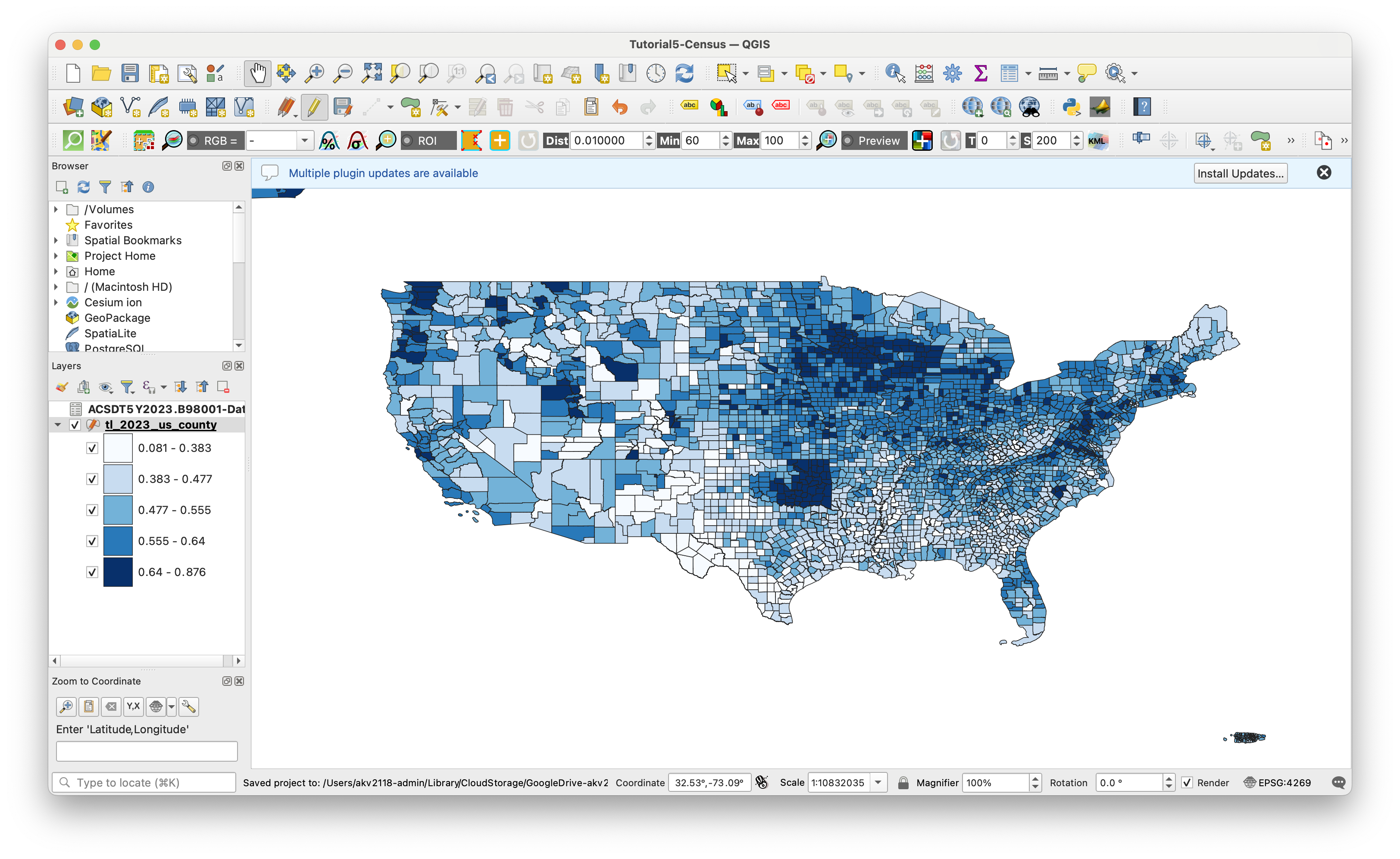Interview percentage map